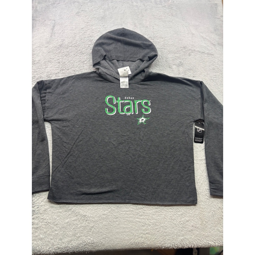 NHL Dallas Stars Womens Charcoal Grey Hooded Long Sleeve Shirt‎ Size Medium NWT